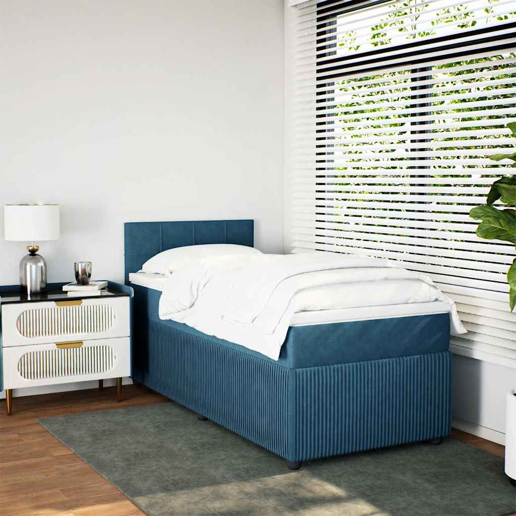 Boxspring met matras fluweel blauw 90x190 cm is nu te koop bij PeponiXL, paradijselijk wonen!