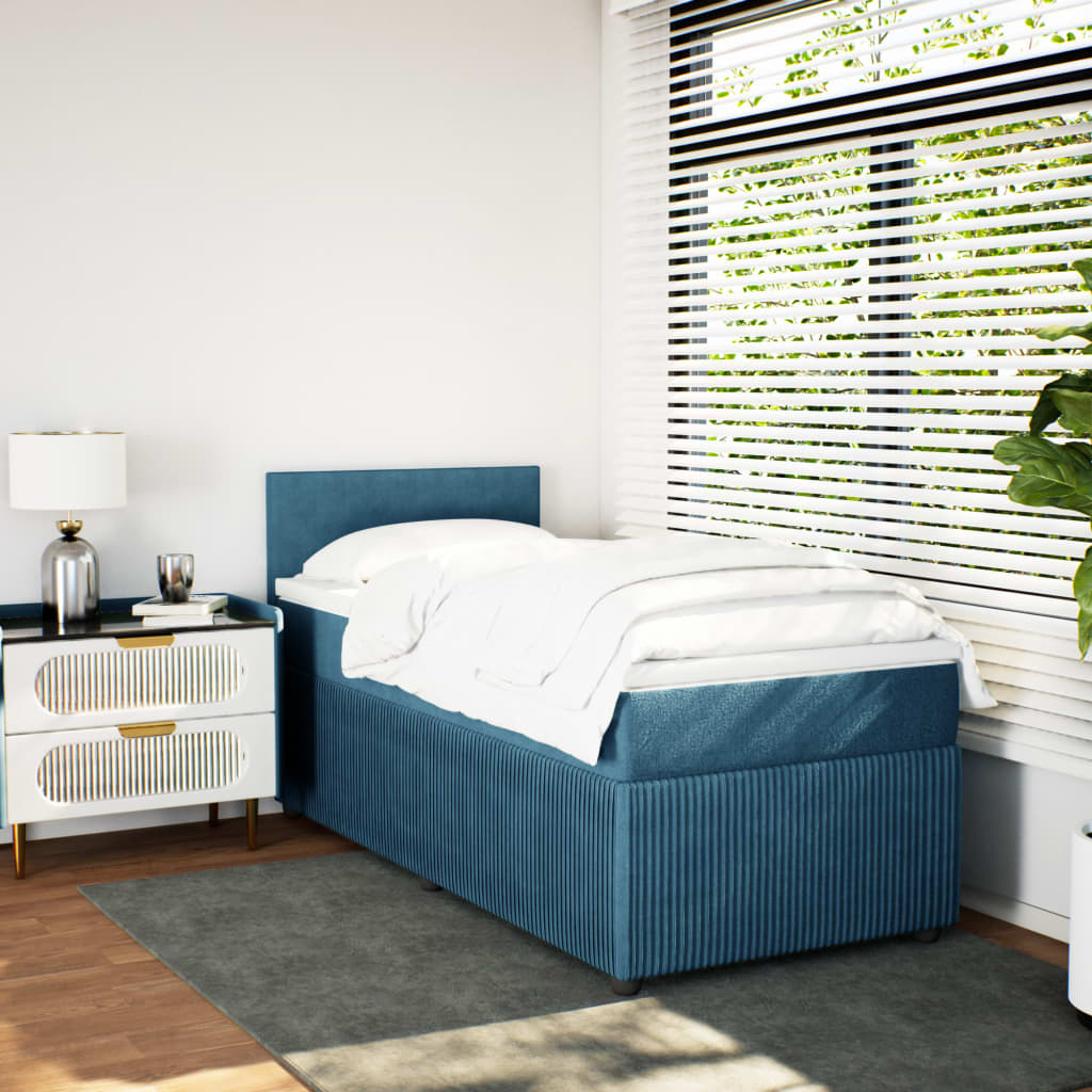 Boxspring met matras fluweel blauw 90x200 cm is nu te koop bij PeponiXL, paradijselijk wonen!