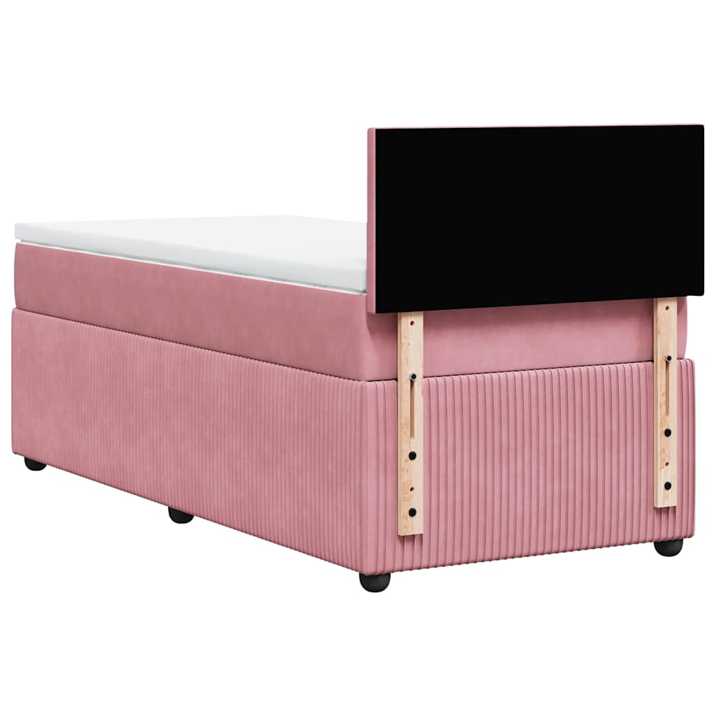 Boxspring met matras fluweel roze 90x200 cm is nu te koop bij PeponiXL, paradijselijk wonen!