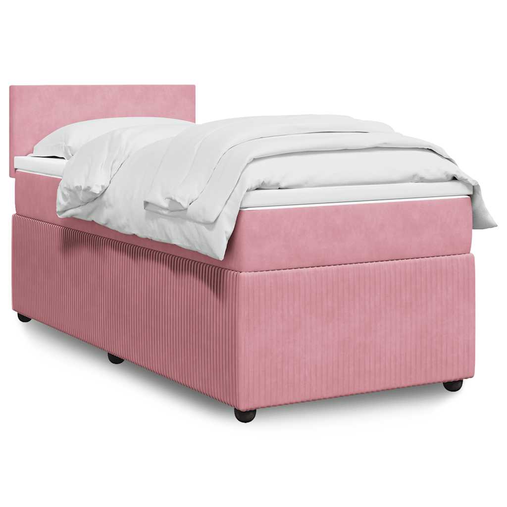 Boxspring met matras fluweel roze 90x200 cm is nu te koop bij PeponiXL, paradijselijk wonen!