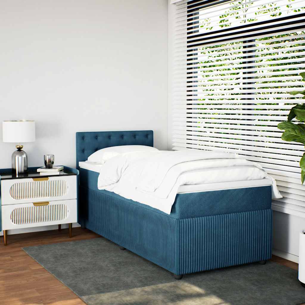 Boxspring met matras fluweel blauw 90x200 cm is nu te koop bij PeponiXL, paradijselijk wonen!