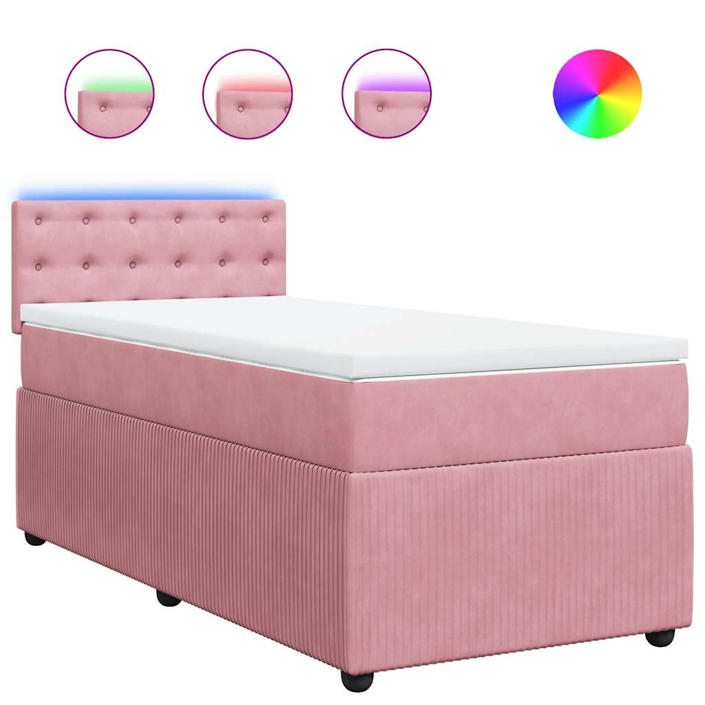 Boxspring met matras fluweel roze 90x200 cm is nu te koop bij PeponiXL, paradijselijk wonen!