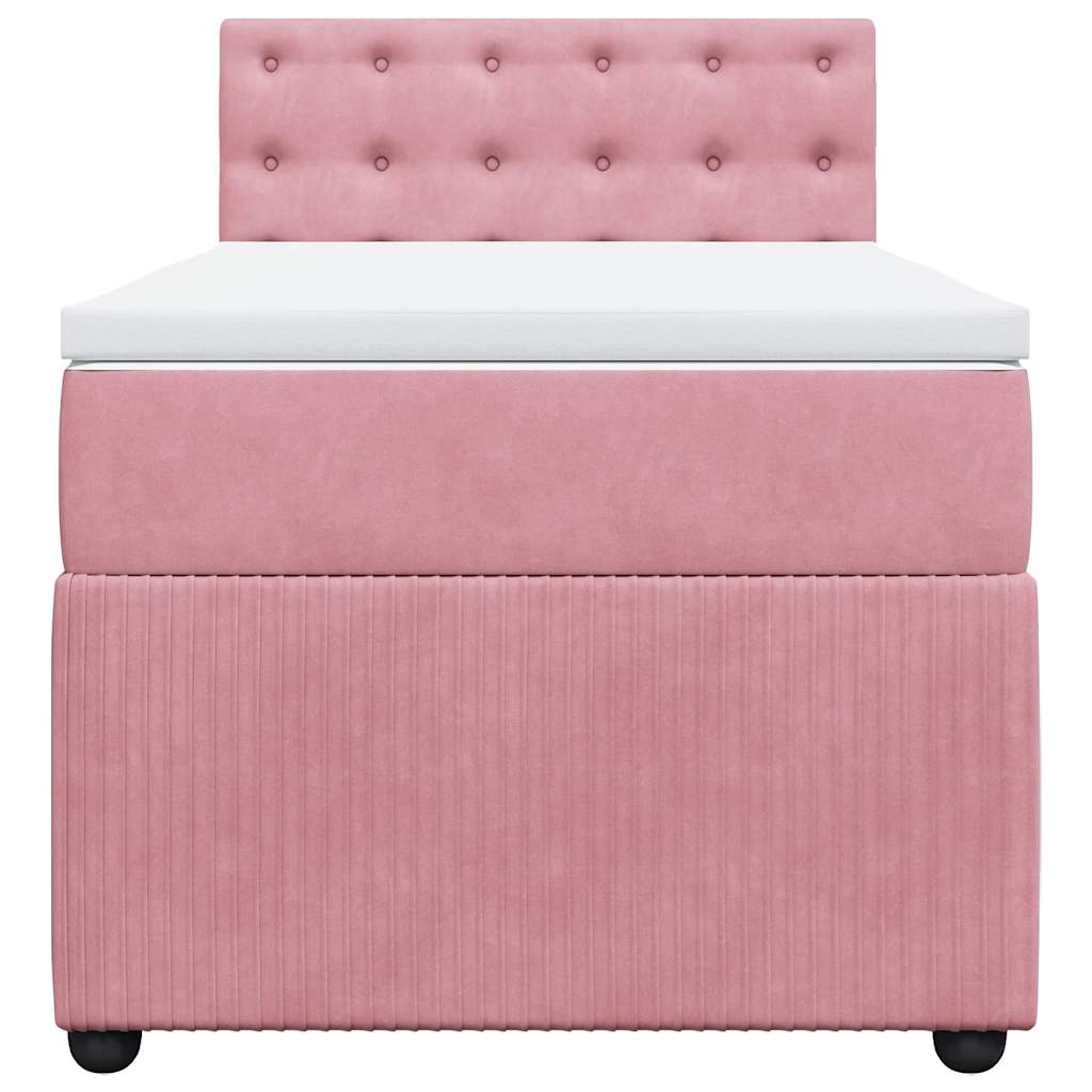 Boxspring met matras fluweel roze 90x200 cm is nu te koop bij PeponiXL, paradijselijk wonen!