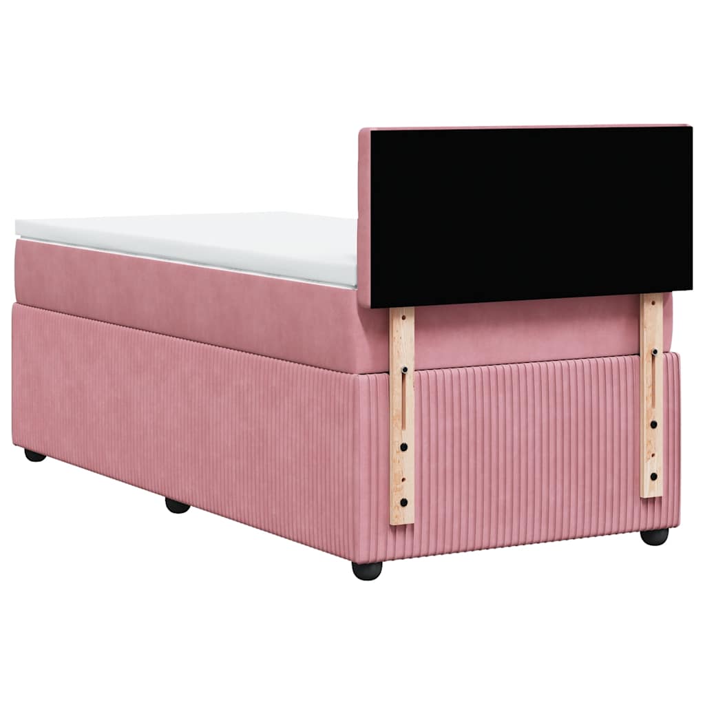 Boxspring met matras fluweel roze 90x200 cm is nu te koop bij PeponiXL, paradijselijk wonen!
