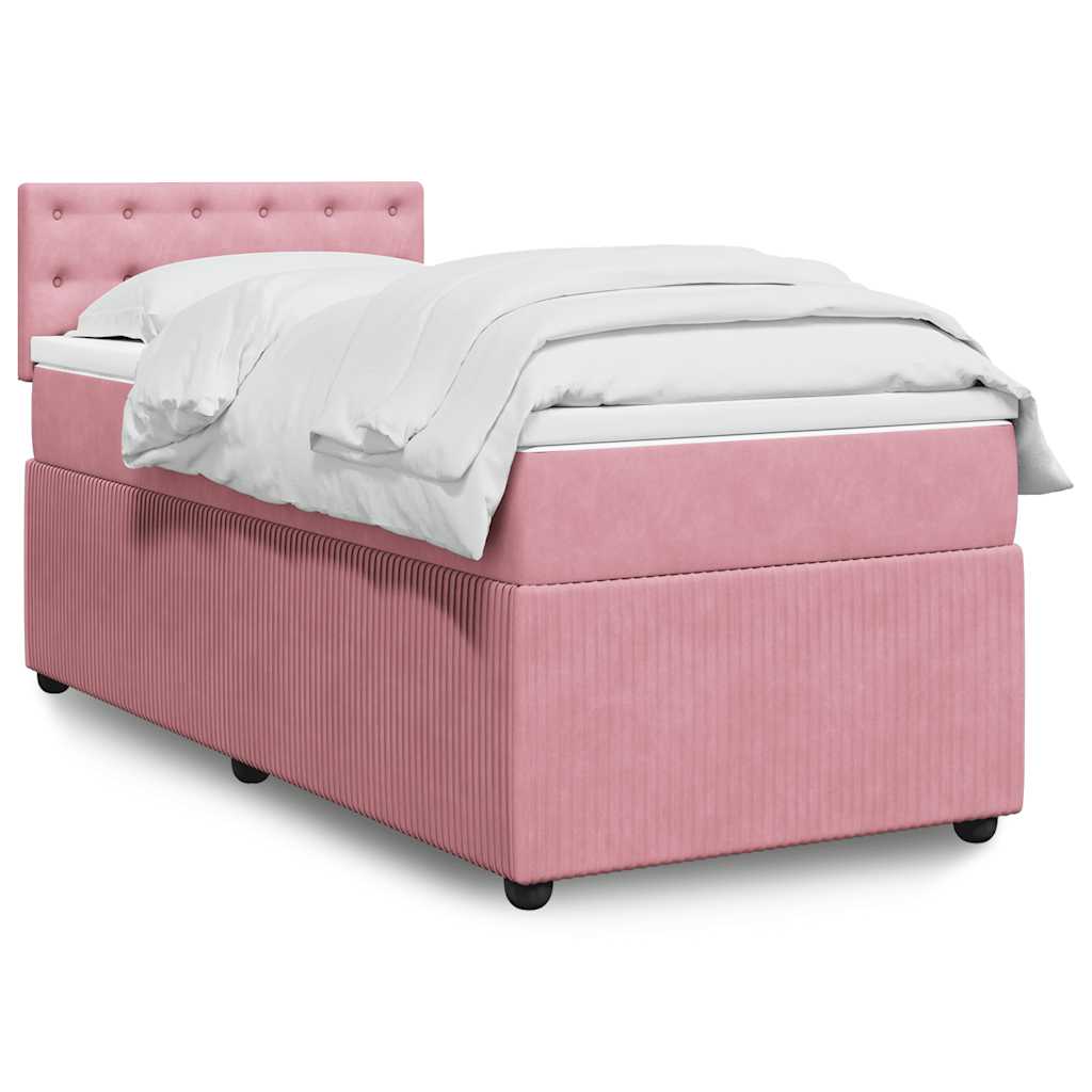 Boxspring met matras fluweel roze 90x200 cm is nu te koop bij PeponiXL, paradijselijk wonen!