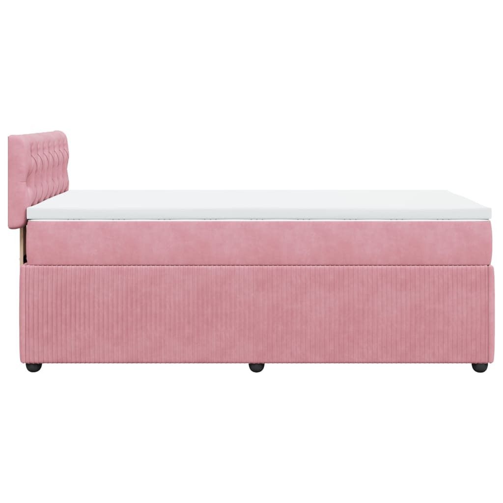 Boxspring met matras fluweel roze 90x200 cm is nu te koop bij PeponiXL, paradijselijk wonen!