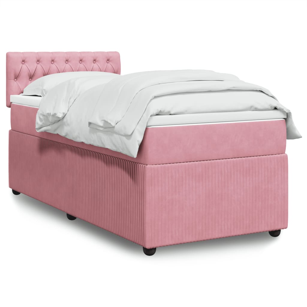 Boxspring met matras fluweel roze 90x200 cm is nu te koop bij PeponiXL, paradijselijk wonen!