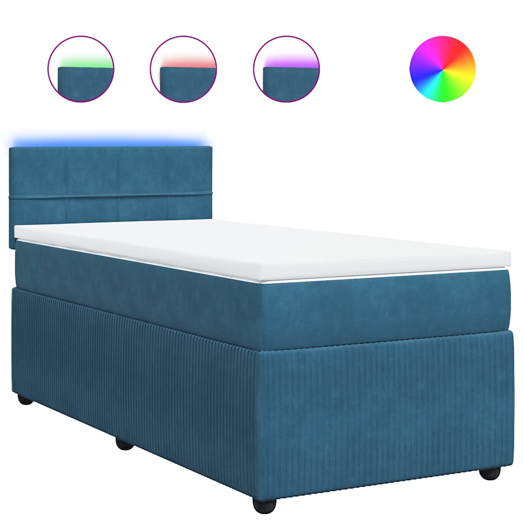 Boxspring met matras fluweel blauw 90x200 cm is nu te koop bij PeponiXL, paradijselijk wonen!