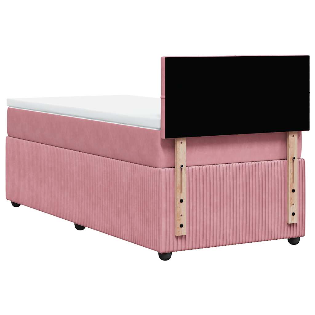 Boxspring met matras fluweel roze 90x200 cm is nu te koop bij PeponiXL, paradijselijk wonen!