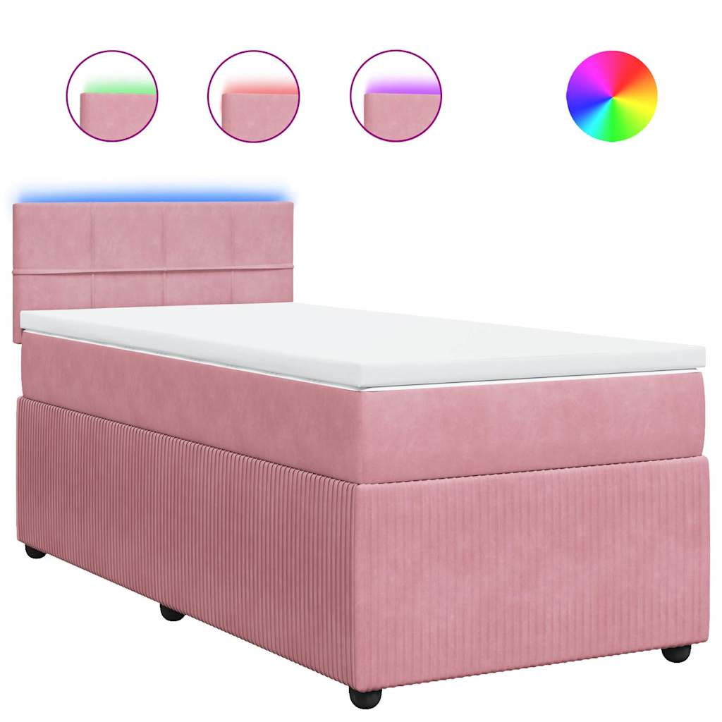 Boxspring met matras fluweel roze 100x200 cm is nu te koop bij PeponiXL, paradijselijk wonen!