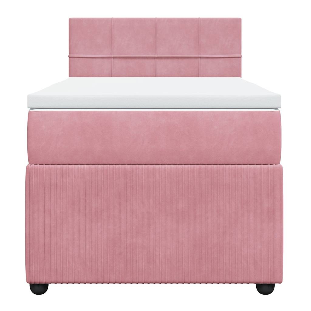 Boxspring met matras fluweel roze 100x200 cm is nu te koop bij PeponiXL, paradijselijk wonen!