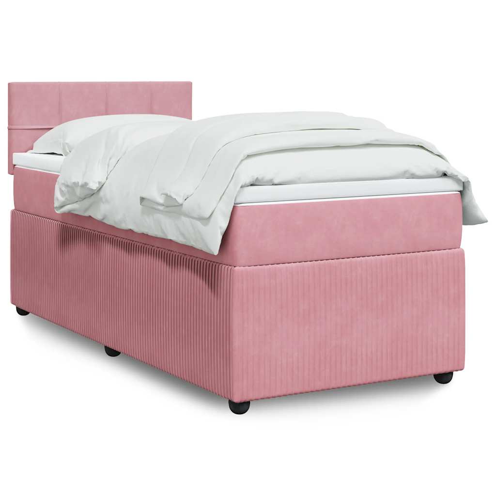 Boxspring met matras fluweel roze 100x200 cm is nu te koop bij PeponiXL, paradijselijk wonen!