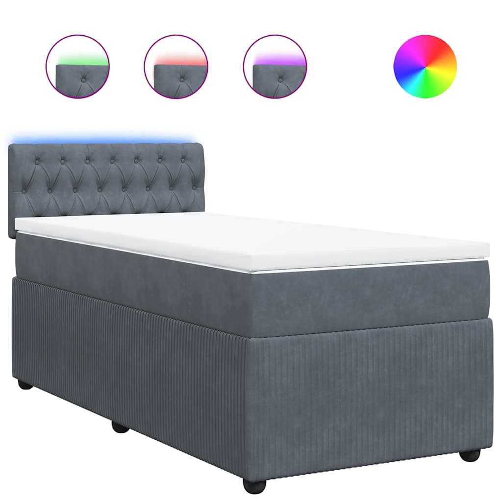 Boxspring met matras fluweel donkergrijs 100x200 cm is nu te koop bij PeponiXL, paradijselijk wonen!
