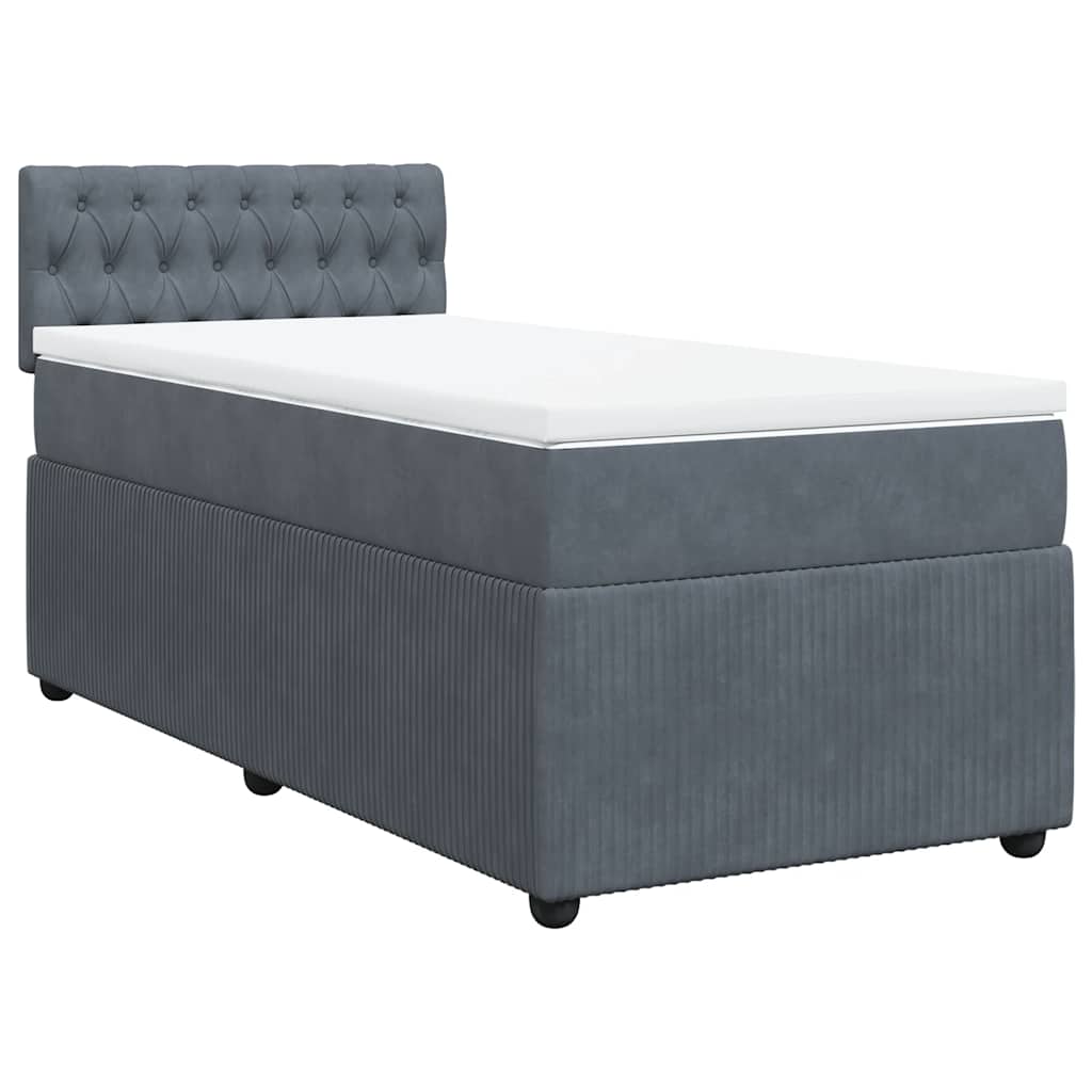 Boxspring met matras fluweel donkergrijs 100x200 cm is nu te koop bij PeponiXL, paradijselijk wonen!