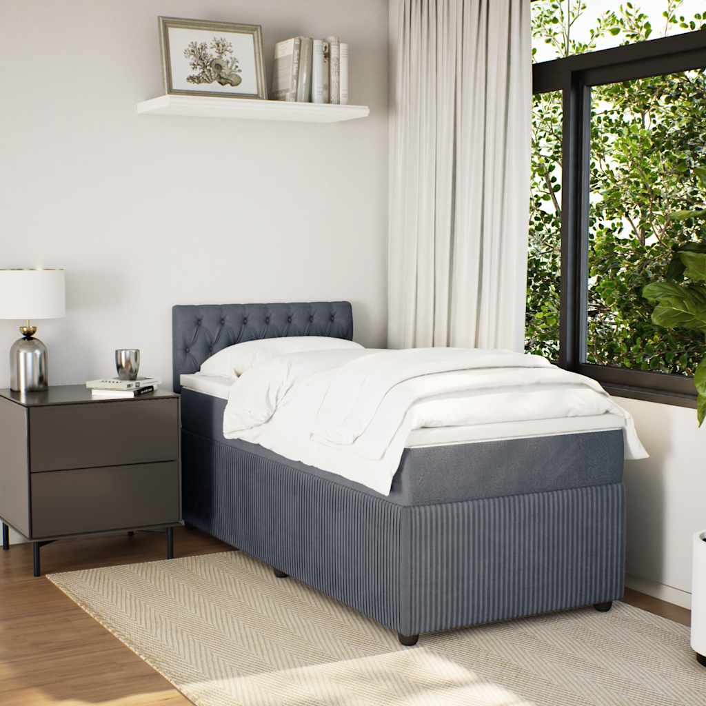 Boxspring met matras fluweel donkergrijs 100x200 cm is nu te koop bij PeponiXL, paradijselijk wonen!