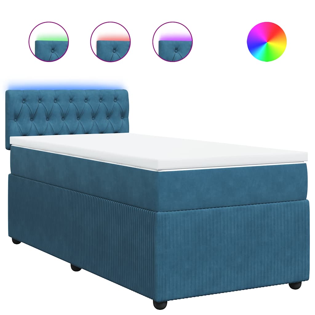 Boxspring met matras fluweel blauw 100x200 cm is nu te koop bij PeponiXL, paradijselijk wonen!