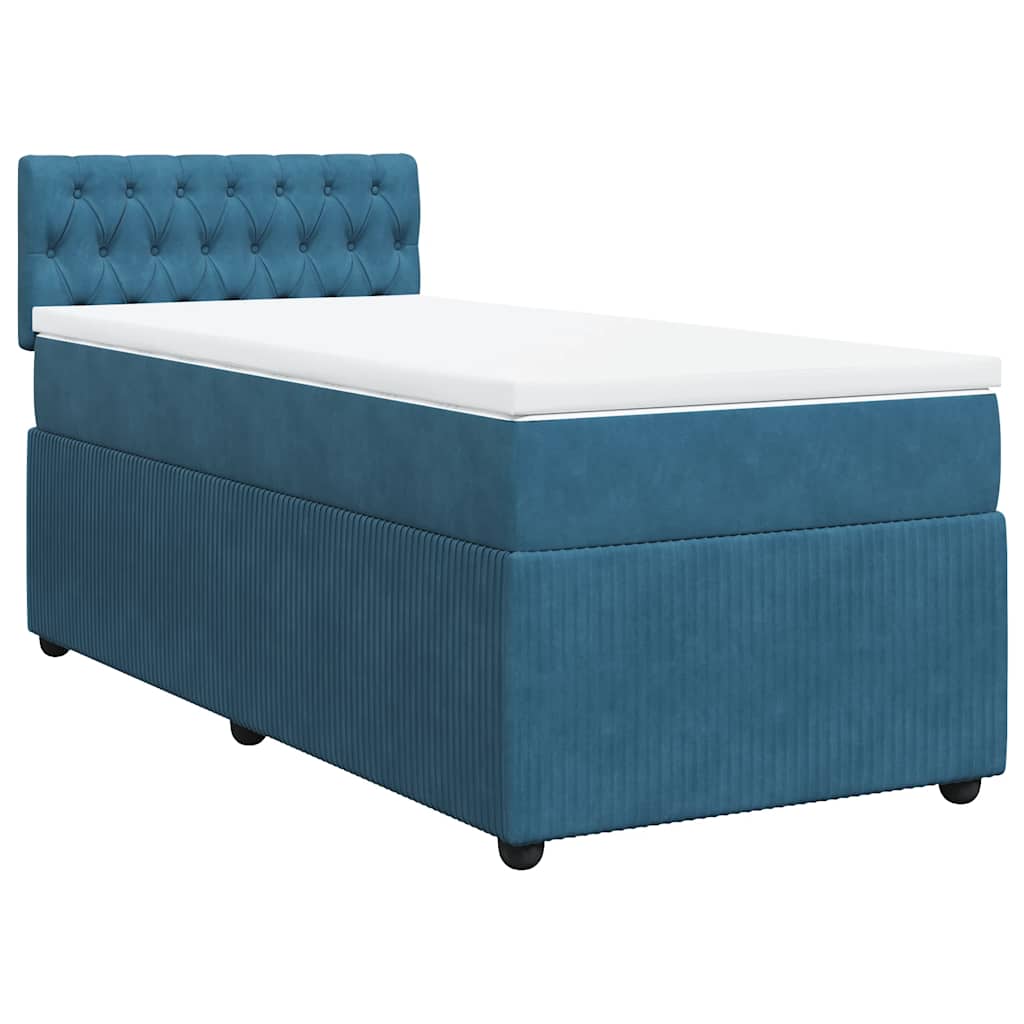 Boxspring met matras fluweel blauw 100x200 cm is nu te koop bij PeponiXL, paradijselijk wonen!