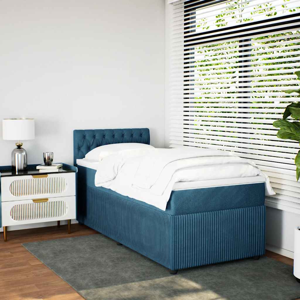 Boxspring met matras fluweel blauw 100x200 cm is nu te koop bij PeponiXL, paradijselijk wonen!
