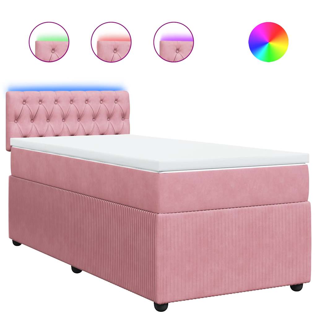 Boxspring met matras fluweel roze 100x200 cm is nu te koop bij PeponiXL, paradijselijk wonen!