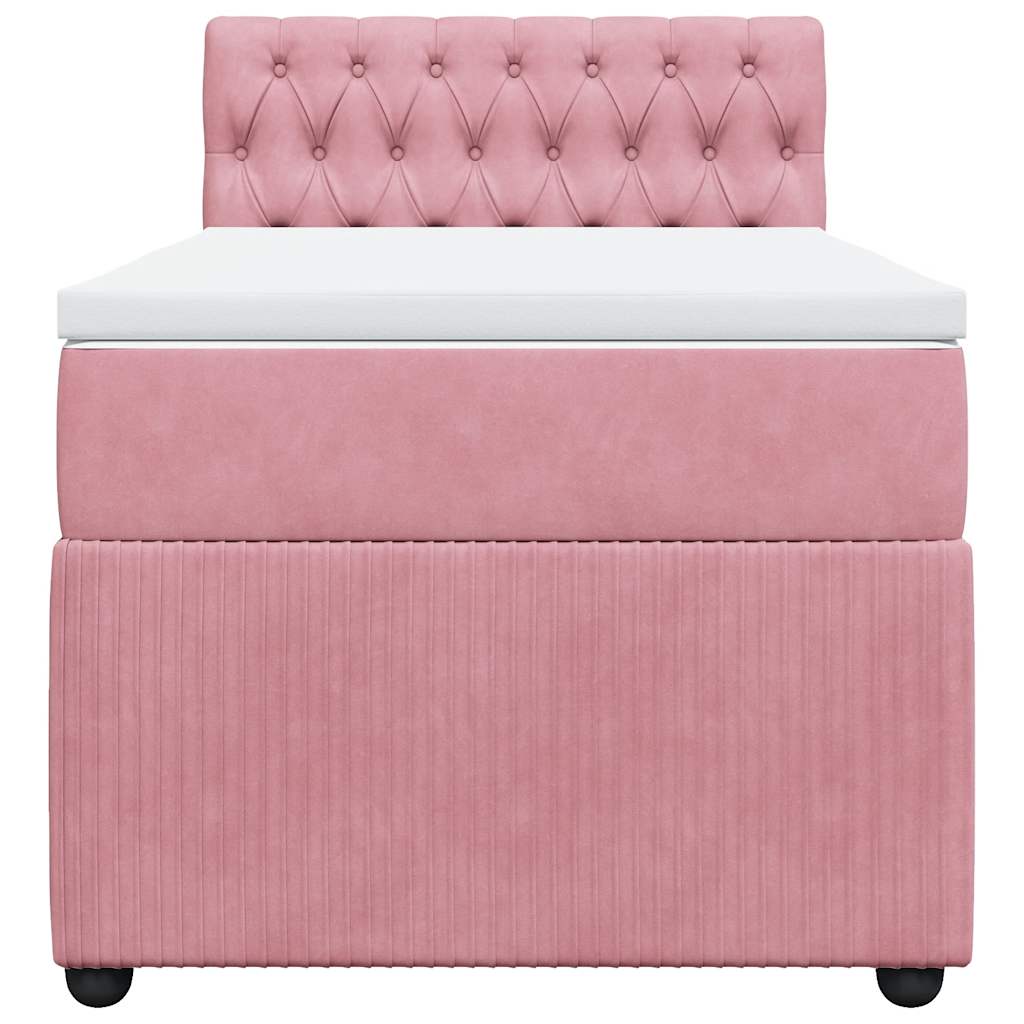 Boxspring met matras fluweel roze 100x200 cm is nu te koop bij PeponiXL, paradijselijk wonen!