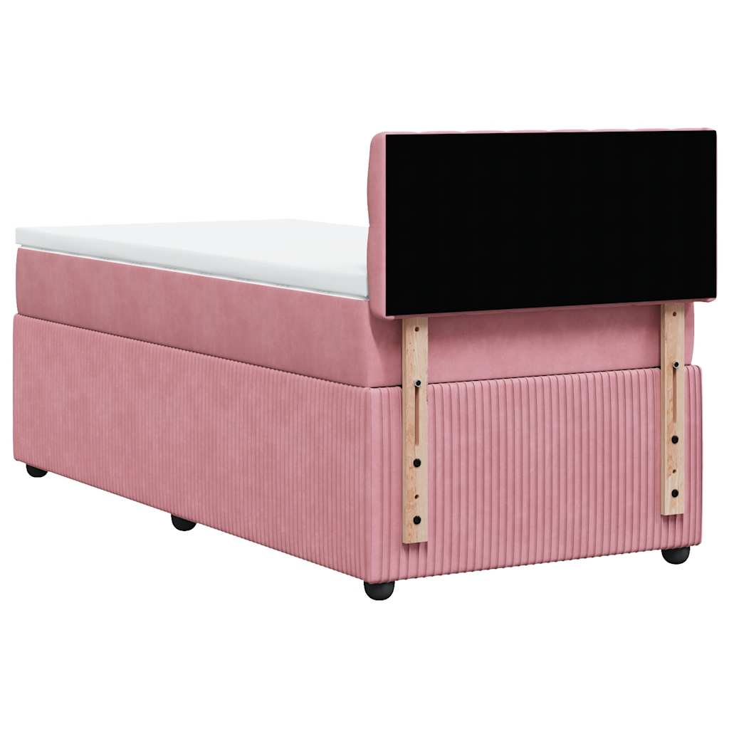 Boxspring met matras fluweel roze 100x200 cm is nu te koop bij PeponiXL, paradijselijk wonen!