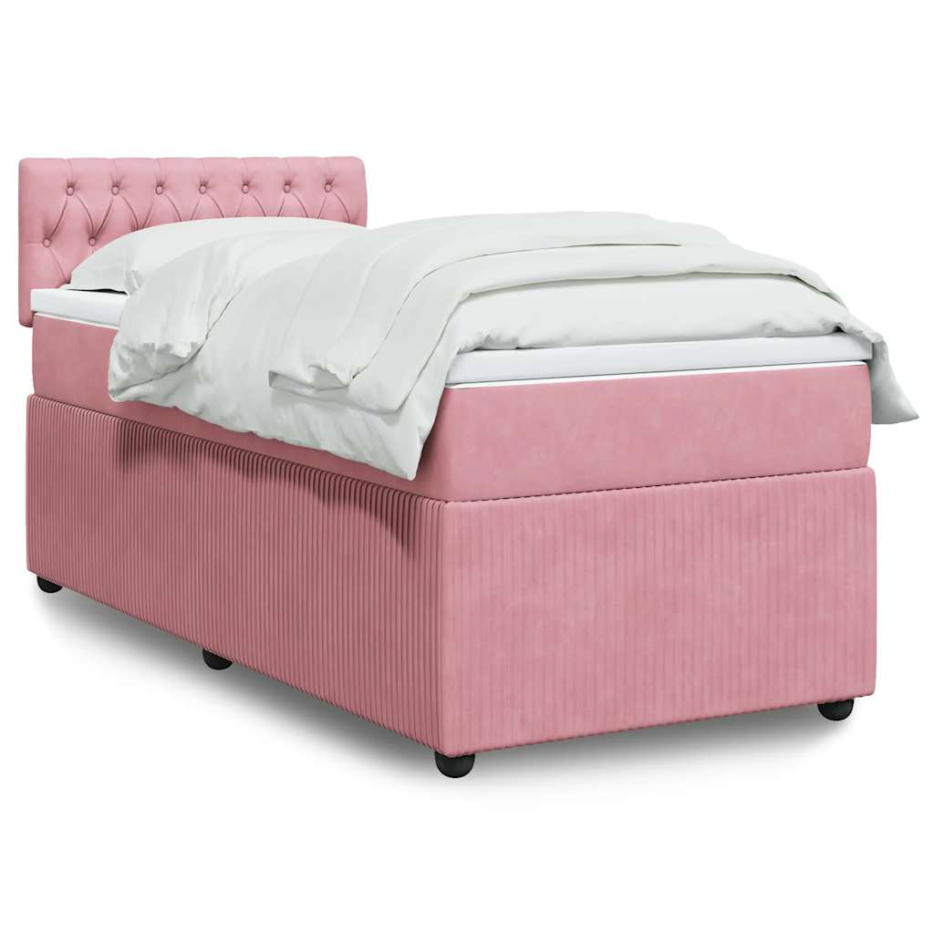 Boxspring met matras fluweel roze 100x200 cm is nu te koop bij PeponiXL, paradijselijk wonen!