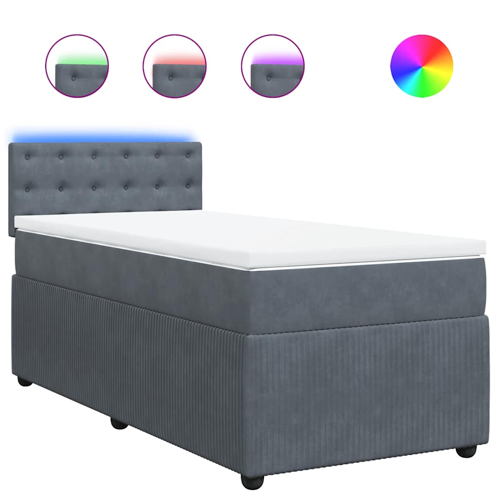 Boxspring met matras fluweel donkergrijs 100x200 cm is nu te koop bij PeponiXL, paradijselijk wonen!