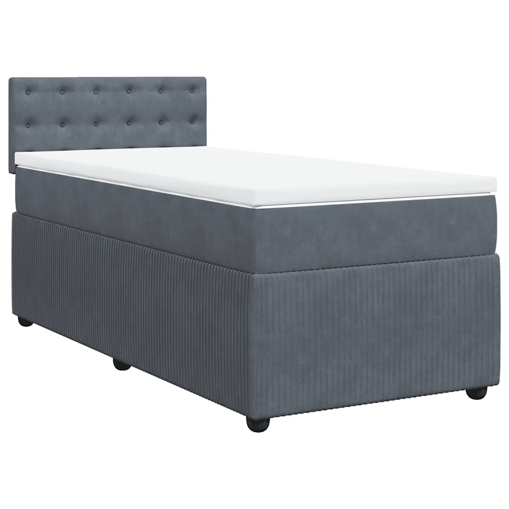 Boxspring met matras fluweel donkergrijs 100x200 cm is nu te koop bij PeponiXL, paradijselijk wonen!