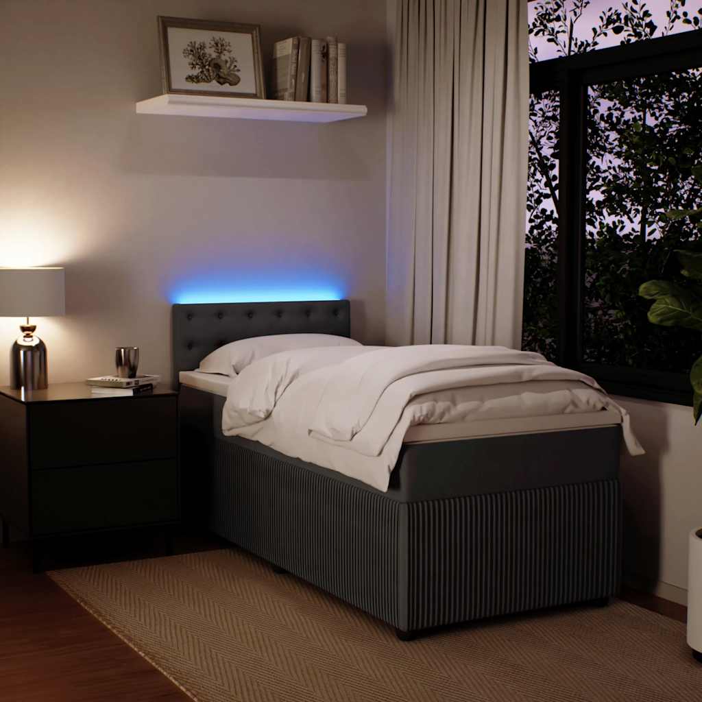 Boxspring met matras fluweel donkergrijs 100x200 cm is nu te koop bij PeponiXL, paradijselijk wonen!
