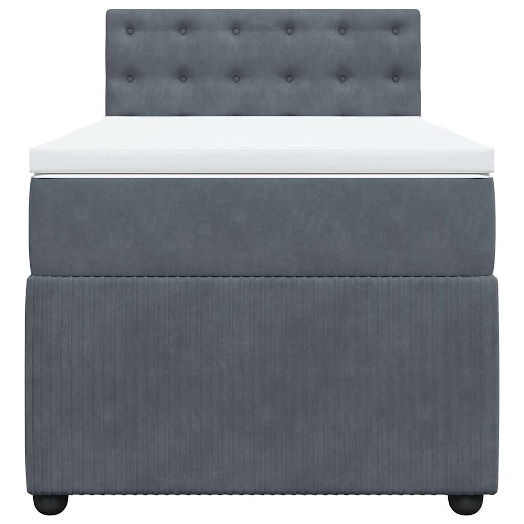 Boxspring met matras fluweel donkergrijs 100x200 cm is nu te koop bij PeponiXL, paradijselijk wonen!