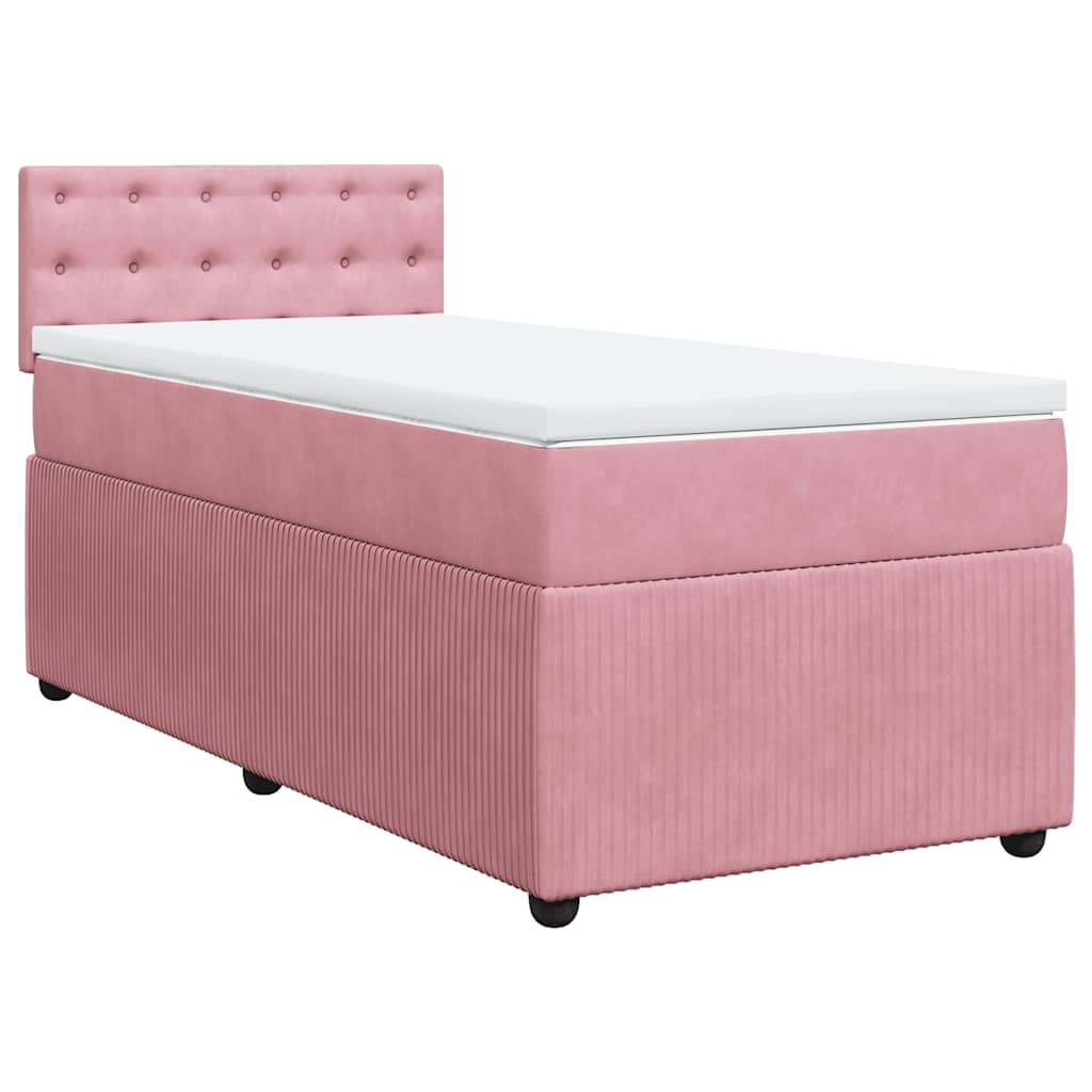 Boxspring met matras fluweel roze 100x200 cm is nu te koop bij PeponiXL, paradijselijk wonen!
