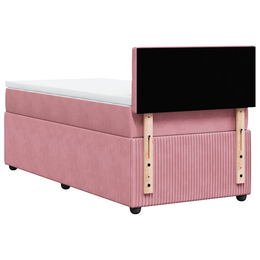 Boxspring met matras fluweel roze 100x200 cm is nu te koop bij PeponiXL, paradijselijk wonen!