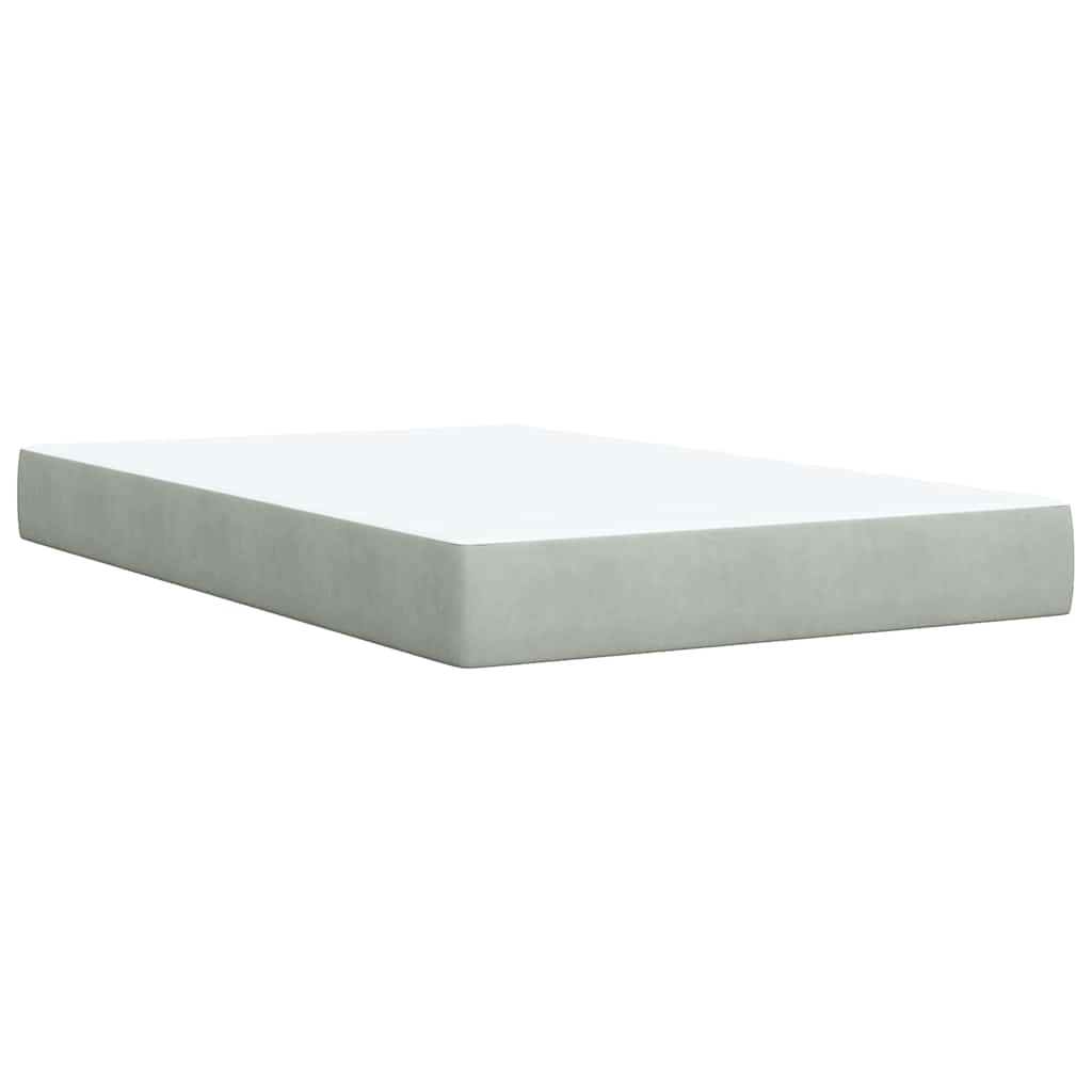 Boxspring met matras fluweel lichtgrijs 120x190 cm is nu te koop bij PeponiXL, paradijselijk wonen!