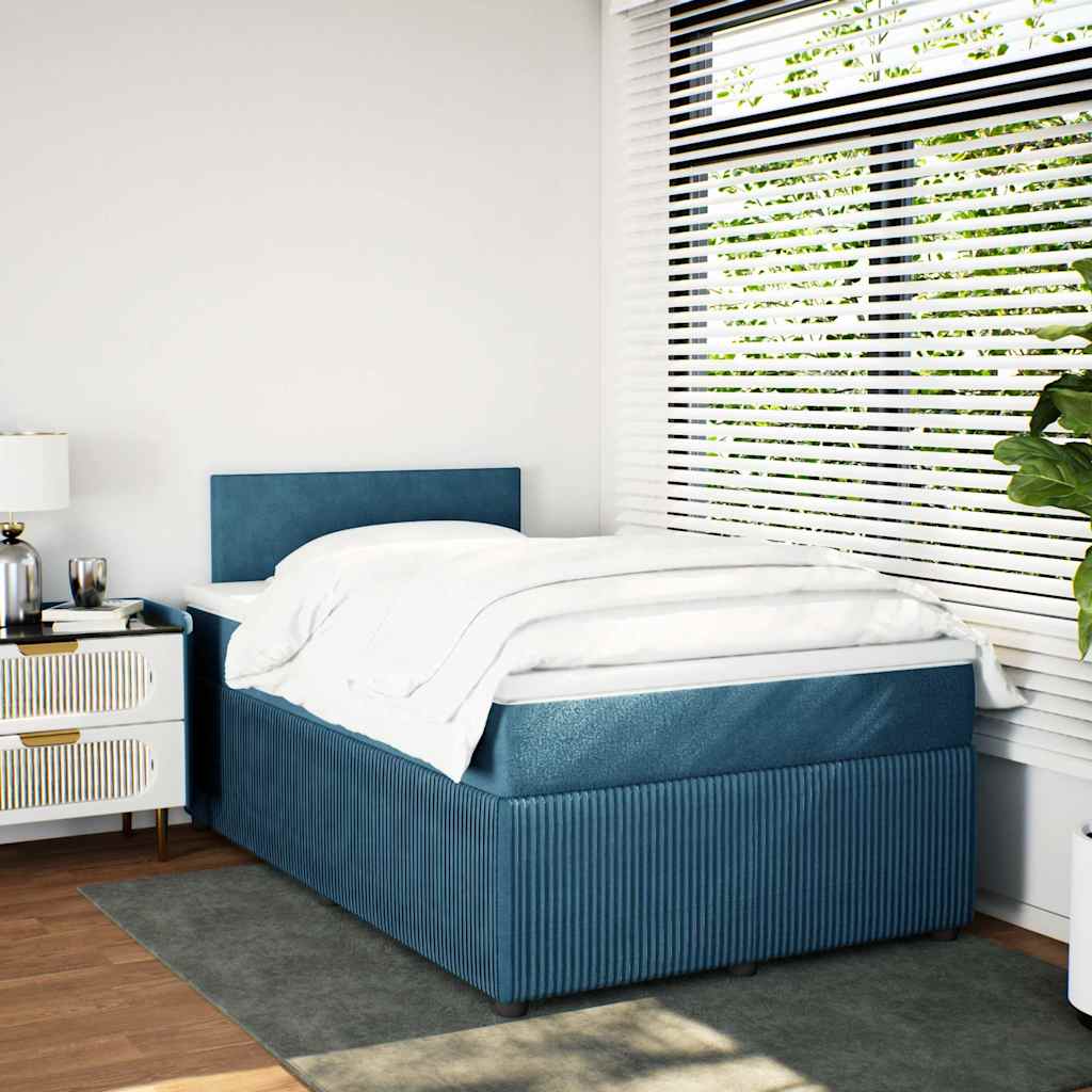 Boxspring met matras fluweel blauw 120x190 cm is nu te koop bij PeponiXL, paradijselijk wonen!