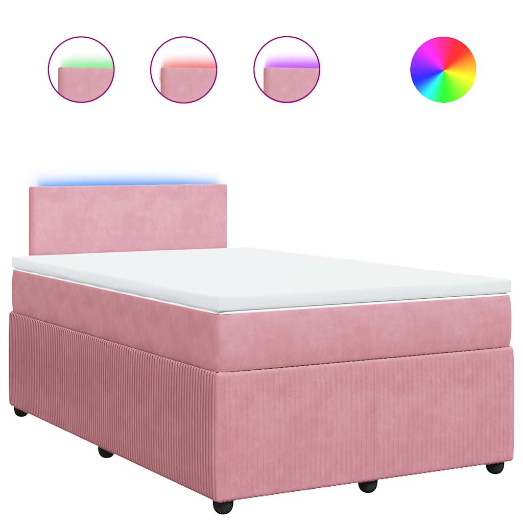 Boxspring met matras fluweel roze 120x190 cm is nu te koop bij PeponiXL, paradijselijk wonen!