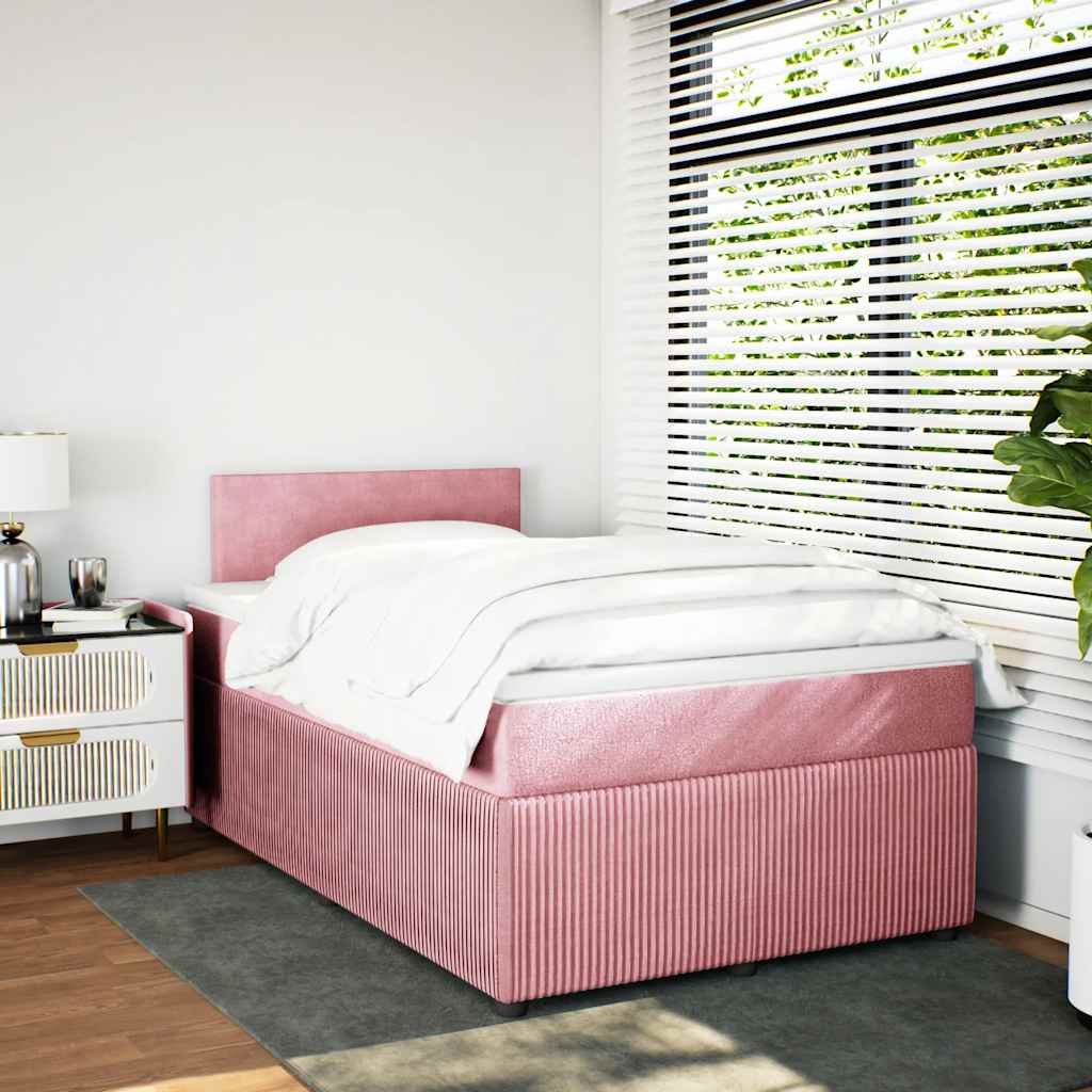 Boxspring met matras fluweel roze 120x190 cm is nu te koop bij PeponiXL, paradijselijk wonen!