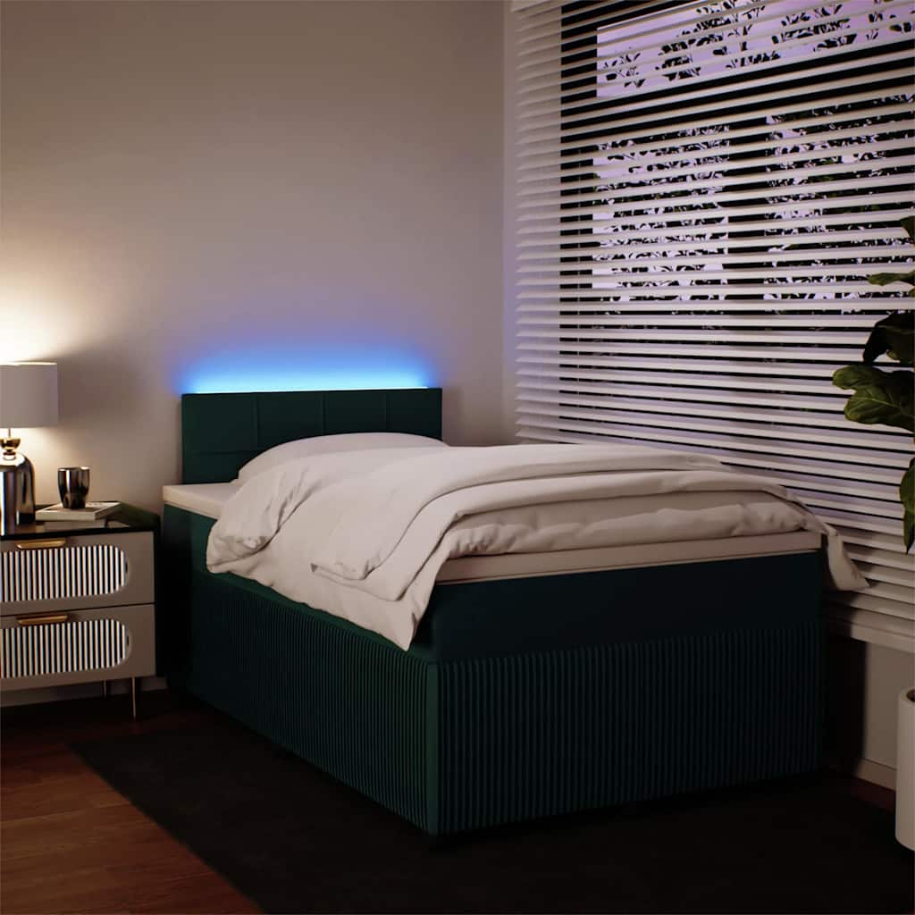 Boxspring met matras fluweel donkergroen 120x190 cm is nu te koop bij PeponiXL, paradijselijk wonen!