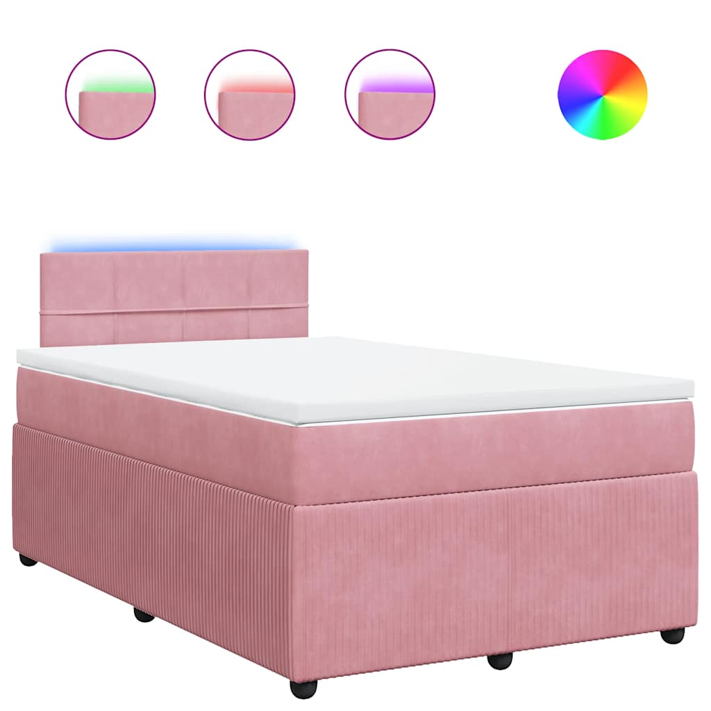 Boxspring met matras fluweel roze 120x190 cm is nu te koop bij PeponiXL, paradijselijk wonen!