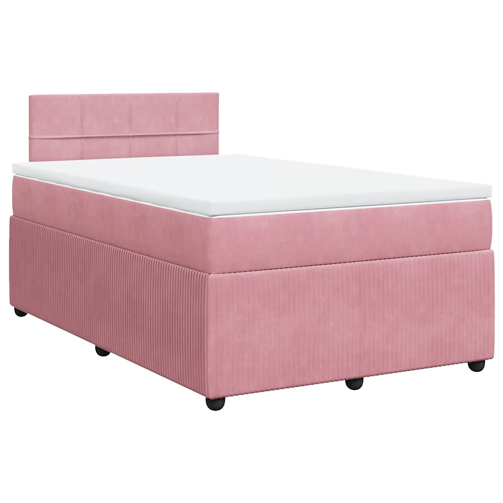 Boxspring met matras fluweel roze 120x190 cm is nu te koop bij PeponiXL, paradijselijk wonen!