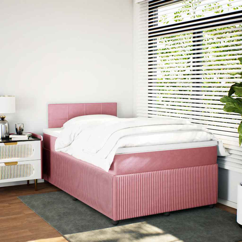 Boxspring met matras fluweel roze 120x190 cm is nu te koop bij PeponiXL, paradijselijk wonen!