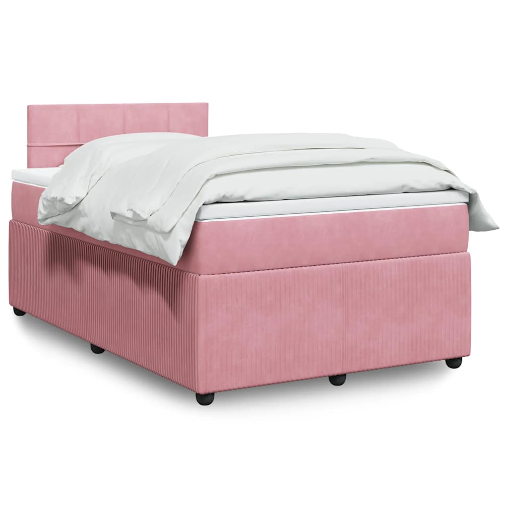 Boxspring met matras fluweel roze 120x190 cm is nu te koop bij PeponiXL, paradijselijk wonen!