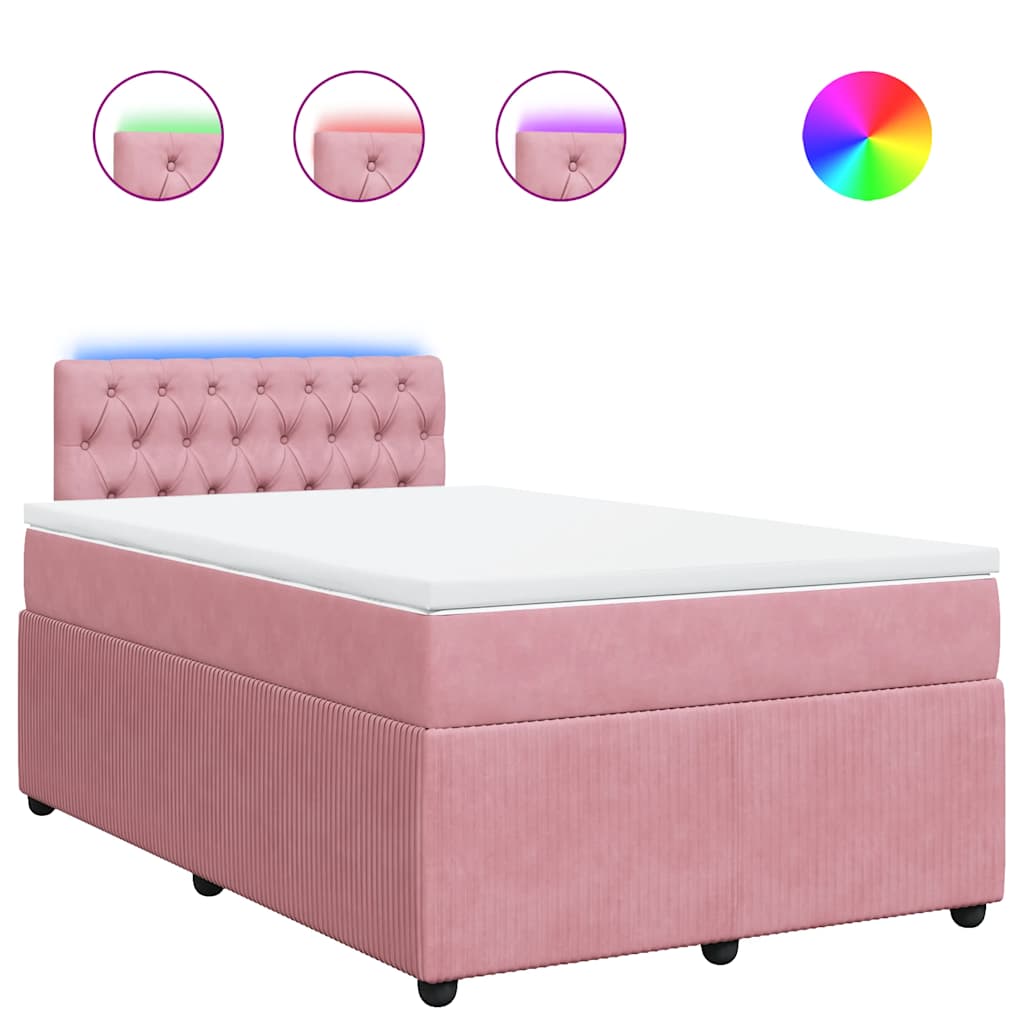 Boxspring met matras fluweel roze 120x190 cm is nu te koop bij PeponiXL, paradijselijk wonen!