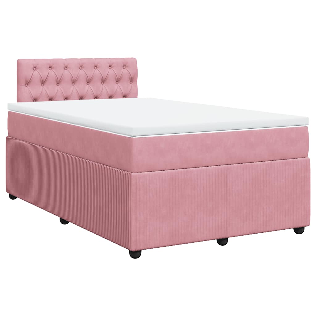 Boxspring met matras fluweel roze 120x190 cm is nu te koop bij PeponiXL, paradijselijk wonen!
