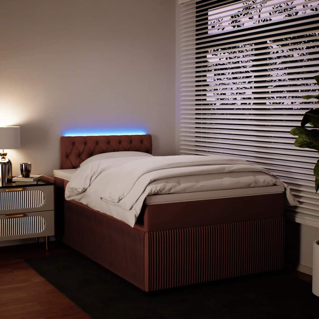 Boxspring met matras fluweel roze 120x190 cm is nu te koop bij PeponiXL, paradijselijk wonen!