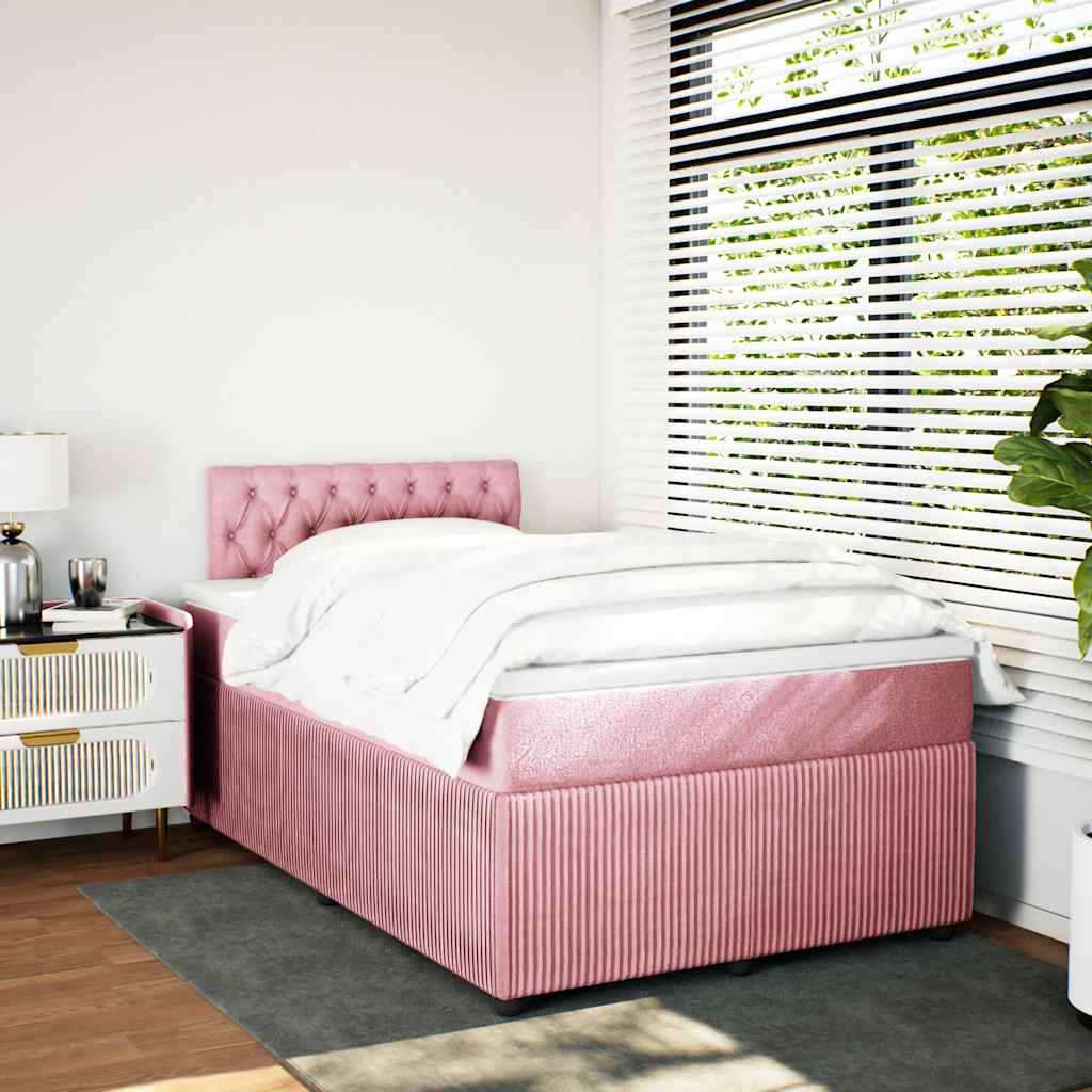 Boxspring met matras fluweel roze 120x190 cm is nu te koop bij PeponiXL, paradijselijk wonen!