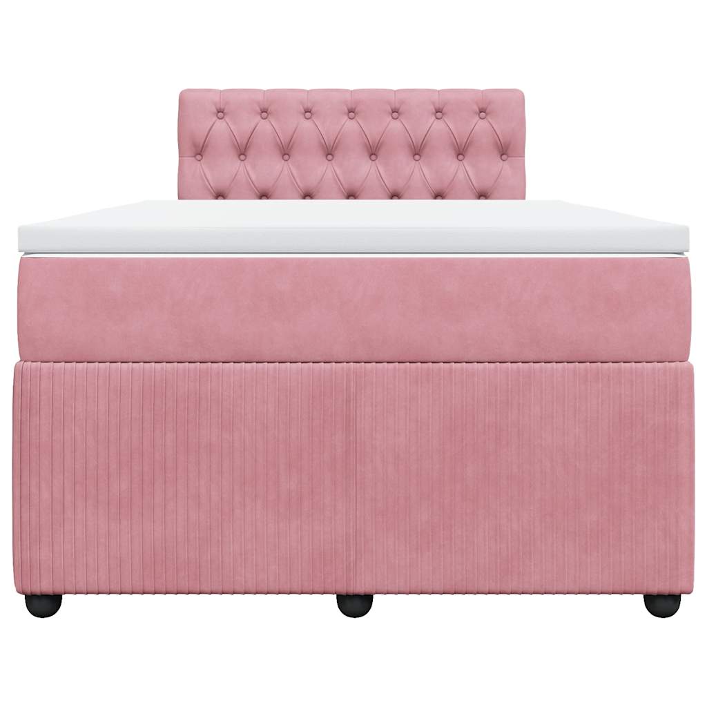 Boxspring met matras fluweel roze 120x190 cm is nu te koop bij PeponiXL, paradijselijk wonen!