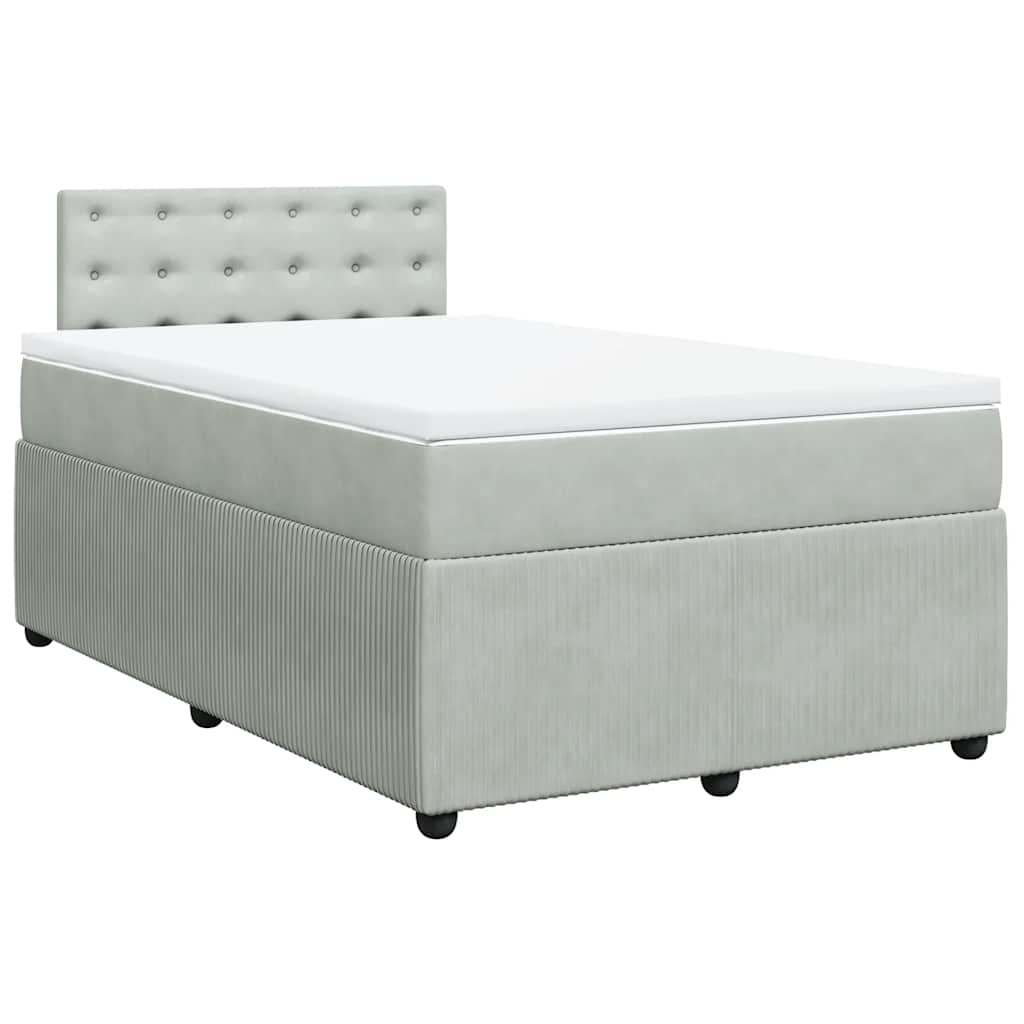 Boxspring met matras fluweel lichtgrijs 120x190 cm is nu te koop bij PeponiXL, paradijselijk wonen!