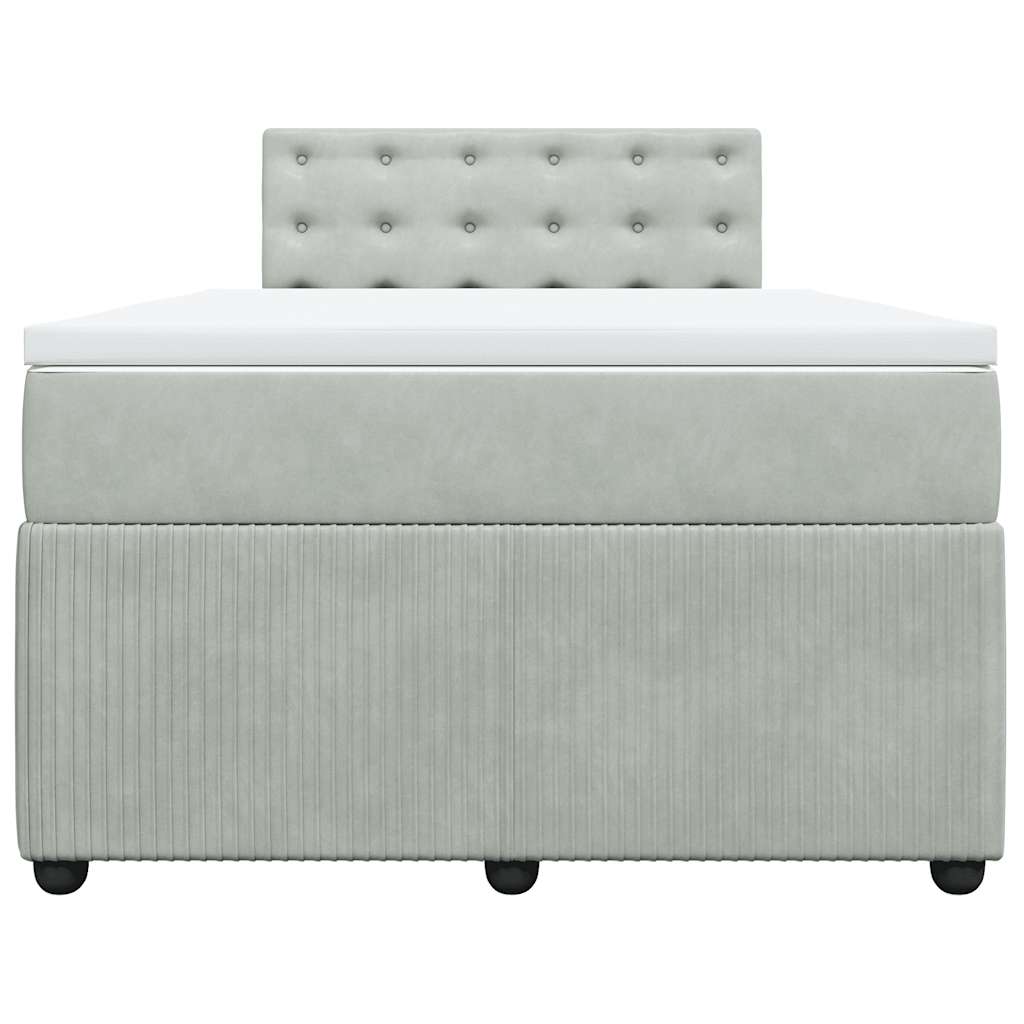 Boxspring met matras fluweel lichtgrijs 120x190 cm is nu te koop bij PeponiXL, paradijselijk wonen!