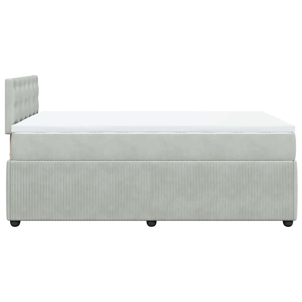 Boxspring met matras fluweel lichtgrijs 120x190 cm is nu te koop bij PeponiXL, paradijselijk wonen!