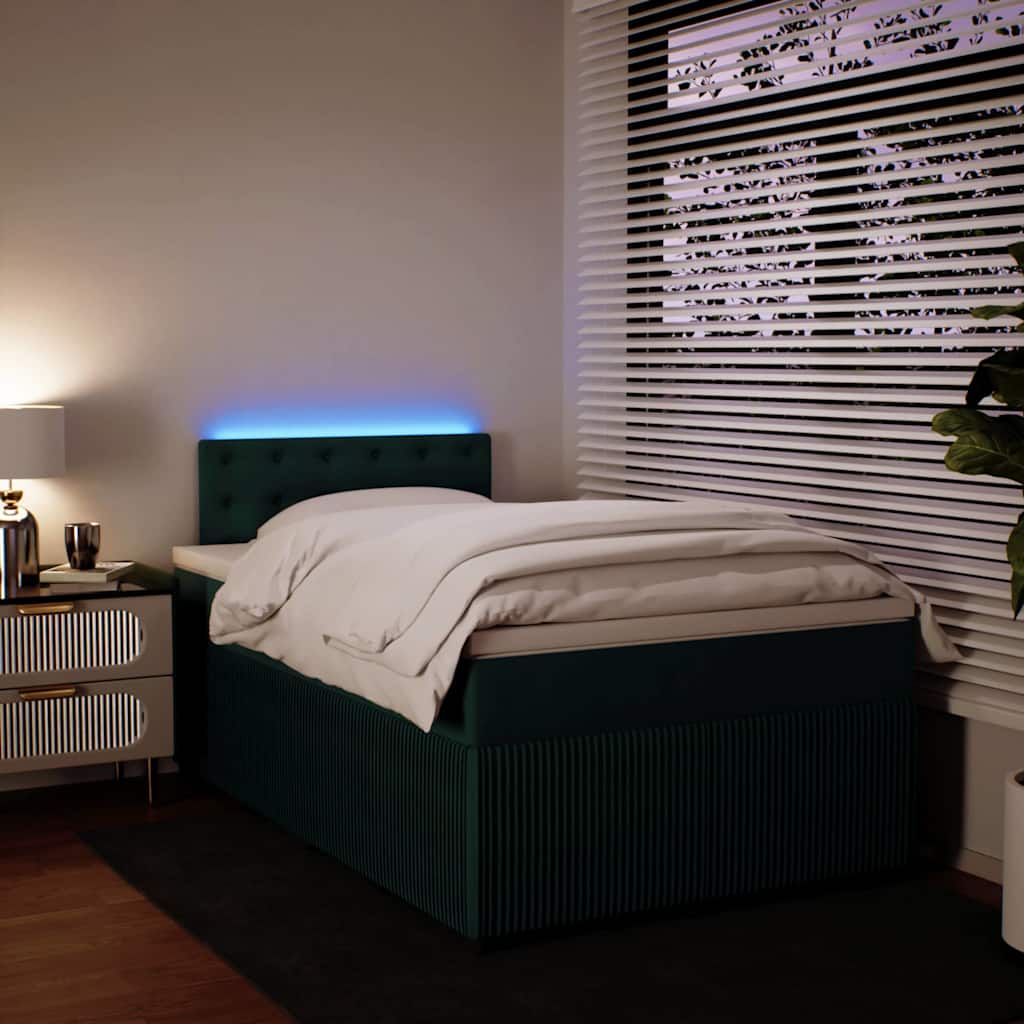 Boxspring met matras fluweel donkergroen 120x190 cm is nu te koop bij PeponiXL, paradijselijk wonen!